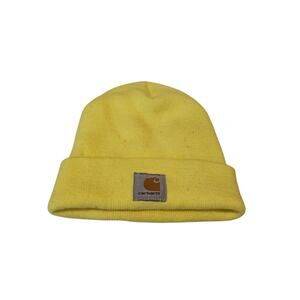 Carhartt Beanie Yellow Watch Hat Cuffed Knit Cap Logo